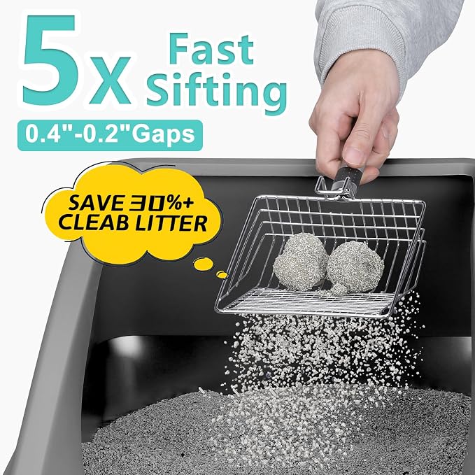AIPERRO Stainless Steel Litter Box | XXL Deepened 8" Design Enclosed Box - Image 5