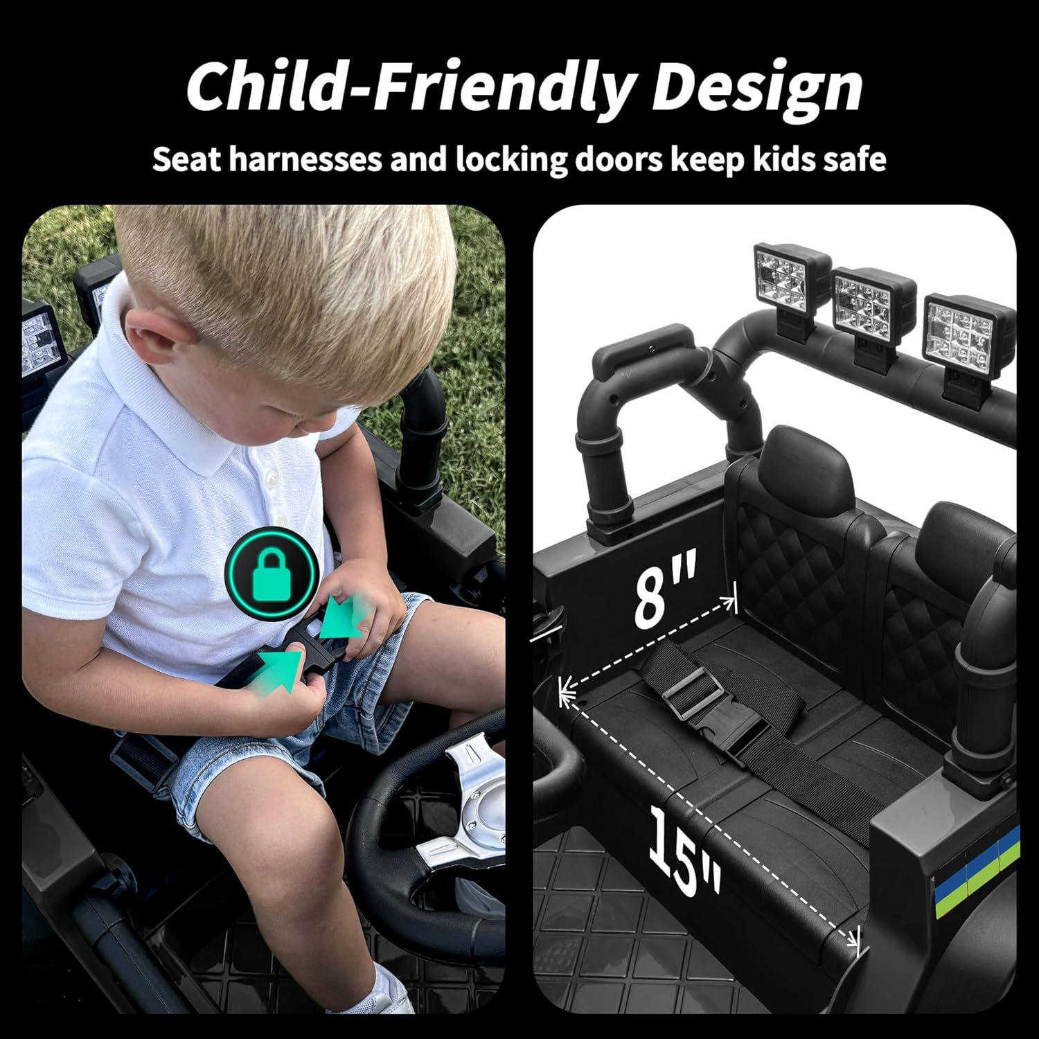 24V Kids Ride on Car, Kids Electric Vehicles Car Ride on Toy Truck for Toddlers w/Remote Control, 400W Motor - Black