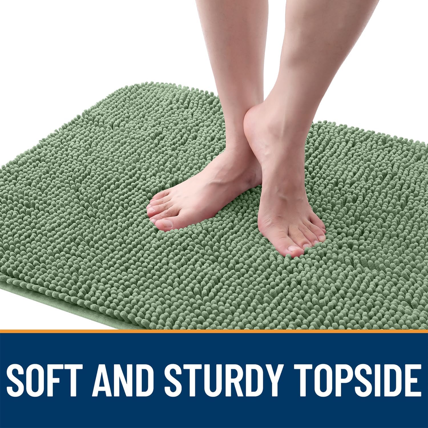 OLANLY Dog Door Mat for Muddy Paws 47x20, Absorbs Moisture and Dirt, Absorbent Non-Slip Washable Doormat, Quick Dry Chenille Mud Mat, Entry Indoor Entryway Carpet for Inside Floor, Olive Green