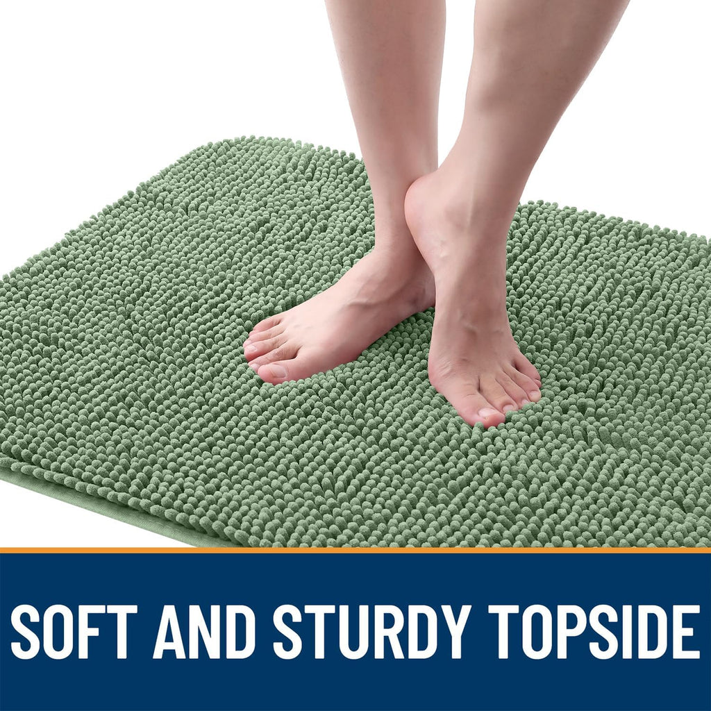OLANLY Dog Door Mat for Muddy Paws 47x24, Absorbs Moisture and Dirt, Absorbent Non-Slip Washable Doormat, Quick Dry Chenille Mud Mat, Entry Indoor Entryway Carpet for Inside Floor, Olive Green