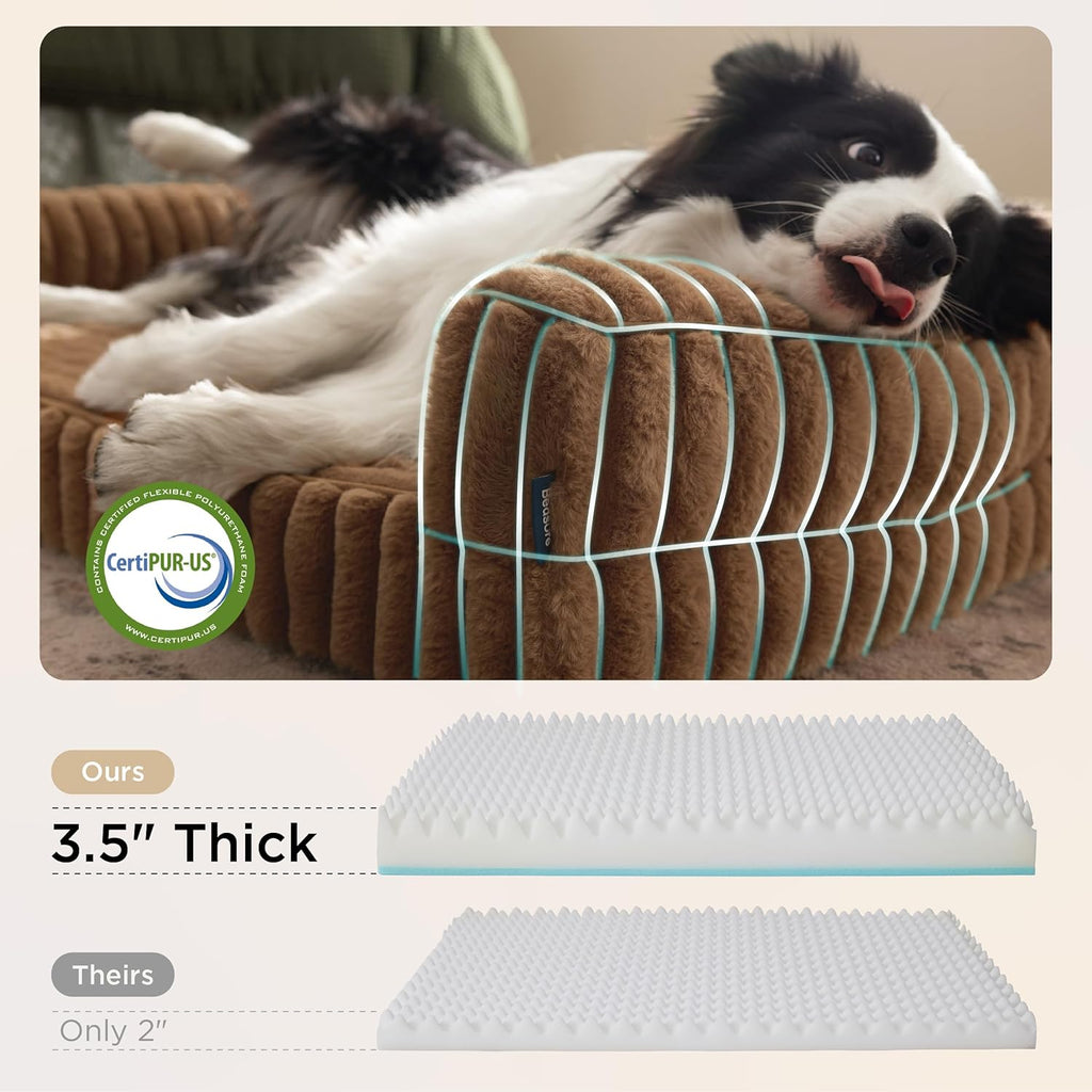 Bedsure Orthopedic Dog Beds for Extra Large Dogs, Waterproof Memory Foam XL Pet Bed with Sides, Non-Slip and Egg-Crate Foam Big Dog Couch Sofa with Washable Removable Corduroy Cover, Brown