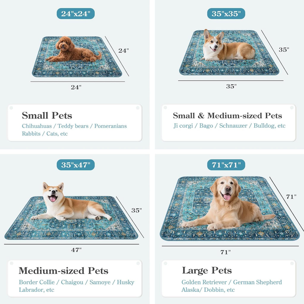 HAOCOO Washable Pee Pads for Dogs, (2 Pack) 3Ft x 4Ft Non-Slip Reusable Puppy Training Pads with Waterproof, Blue Super Absorbent Leak-Proof Whelping Pads Litter Mat for Pet Housebreaking