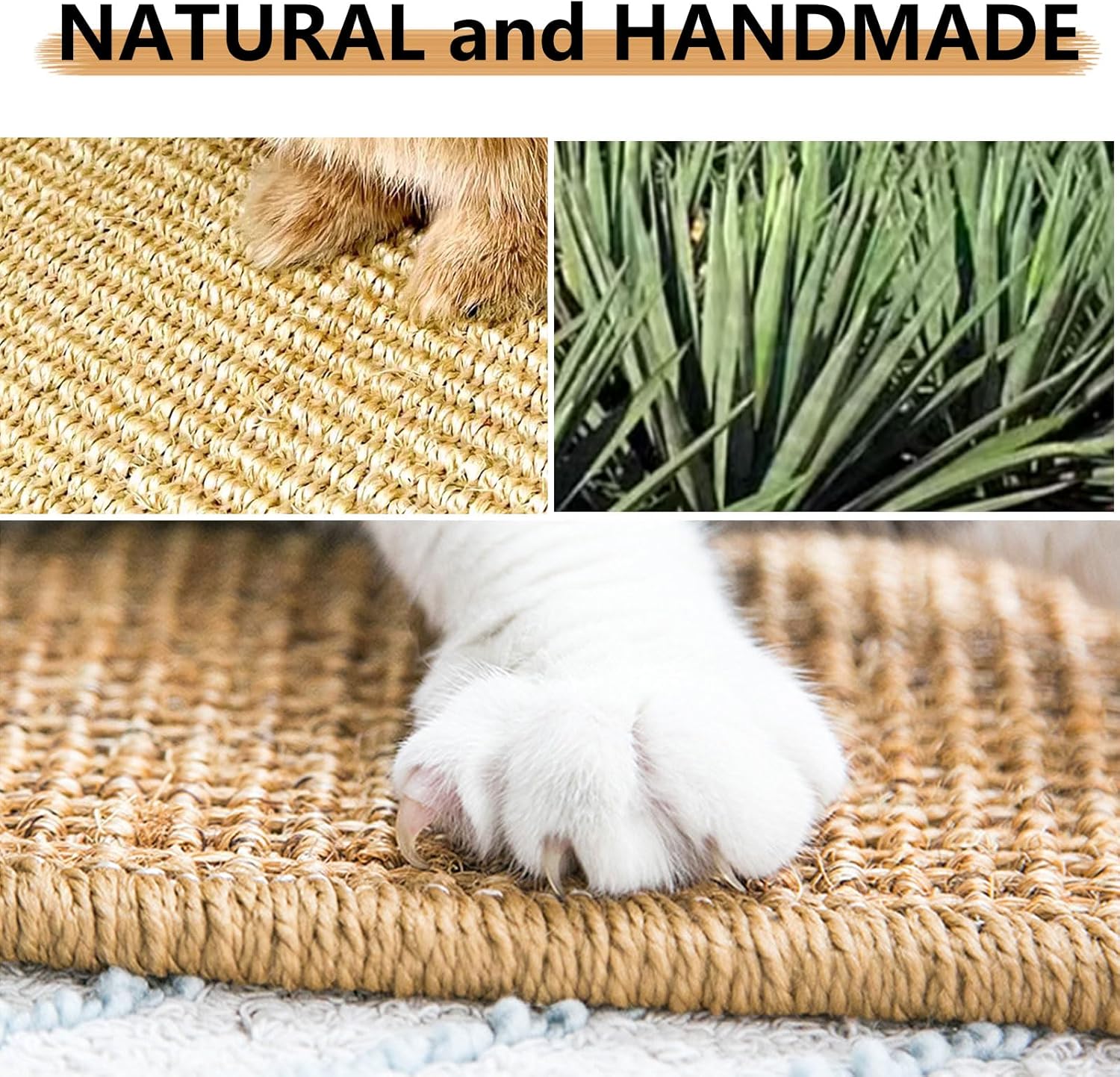 Oncpcare 4PCS Rabbit Scratch Mat - Natural Bunny Scratching Pad for Claws & Teeth Care, Cages & Pet Cage Bedding for Biting, Sleeping & Nesting, 24x16