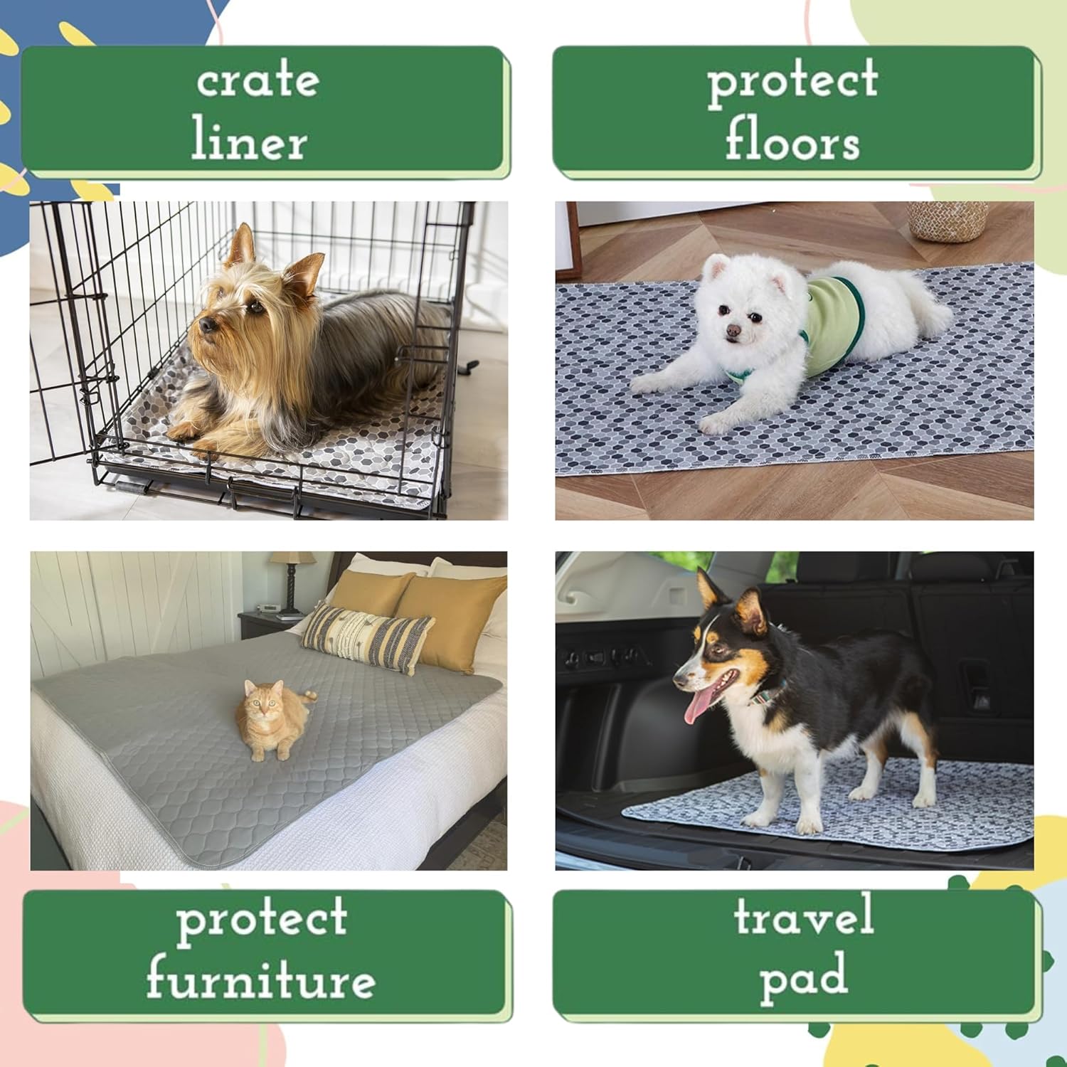 Caldwell's Pet Supply Co. 30x36 Potty Pads, Washable Pee Pads for Dogs, Reusable Pee Pad for Dogs, Puppy Potty Mat, Whelping Rug, Reusable Puppy Mat, Waterproof Rug for Dog, for Medium Dog (Set of 2)