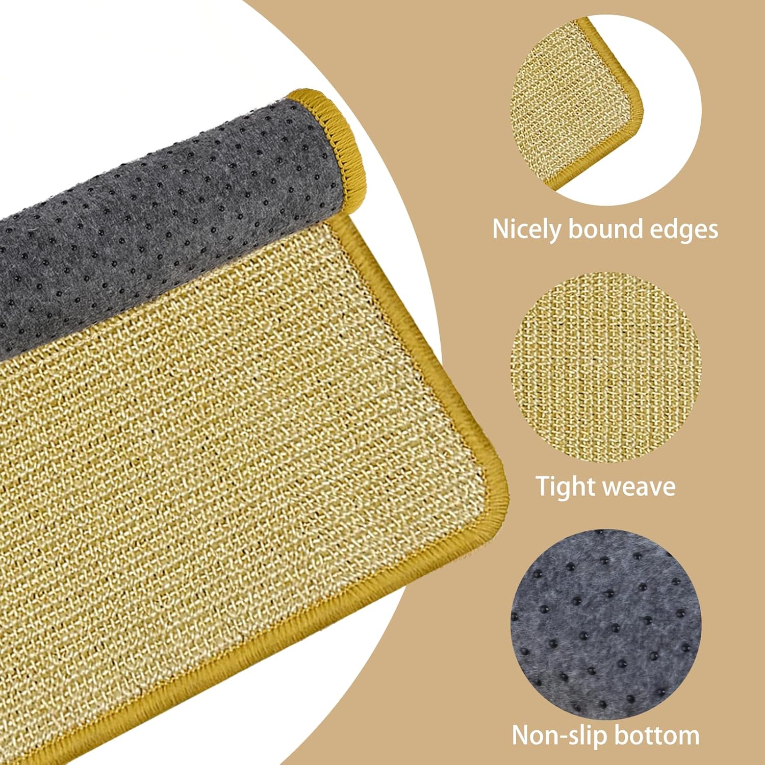 DYAUS Bunny Scratch Pad, Natural Sisal Rabbit Scratching Mat for Claws and Teeth Care, Indoor Bunny Chew Toys Bunny Bed for Biting Sleeping Nesting (1PC, 16x12in)