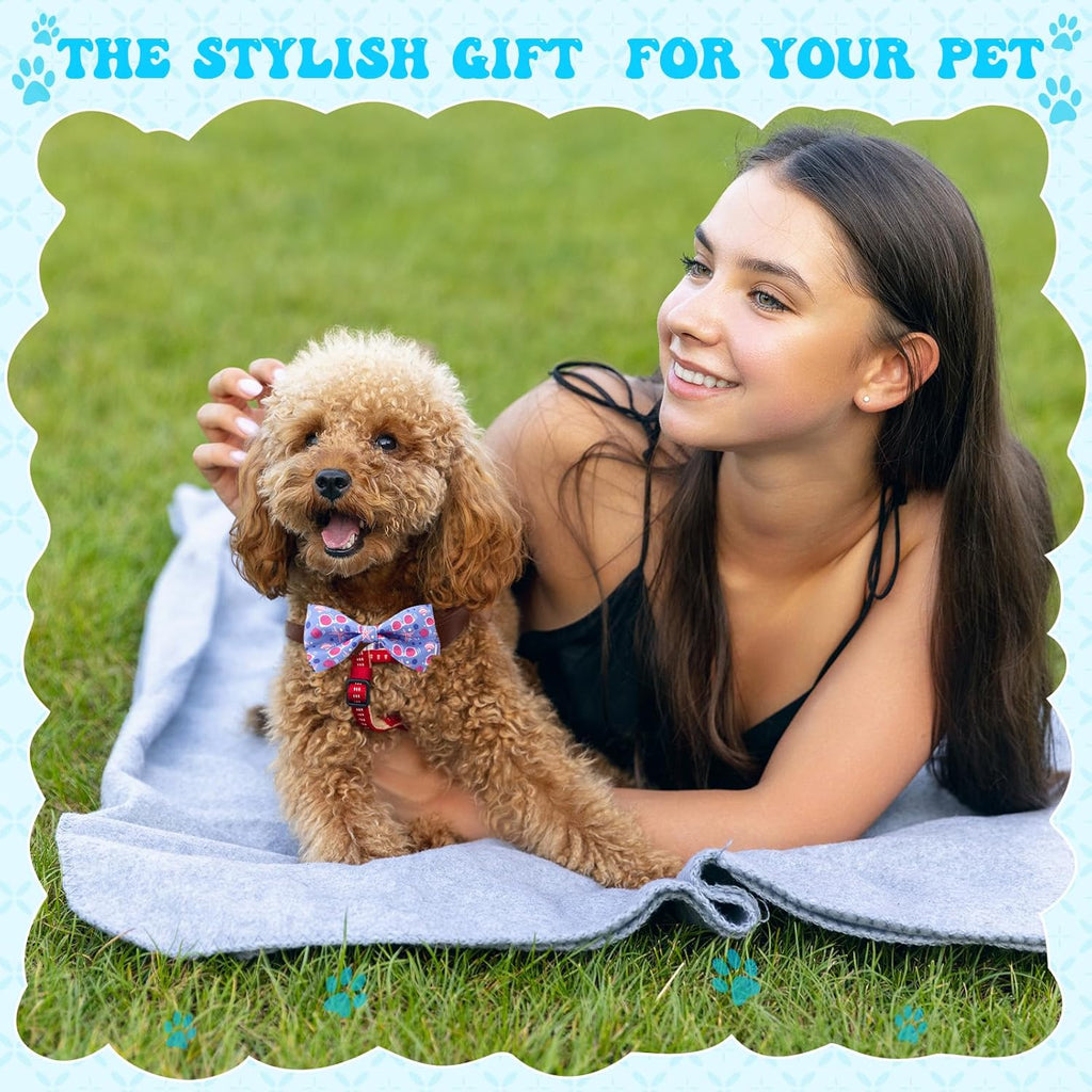 Reginary 50 Pieces Dog Bow Ties Pet Collar Bow Puppy Collar Attachment with Rubber Bands for Small Medium Cat Pet Grooming Charms Accessories Wedding Birthday Occasion(Sea Style)
