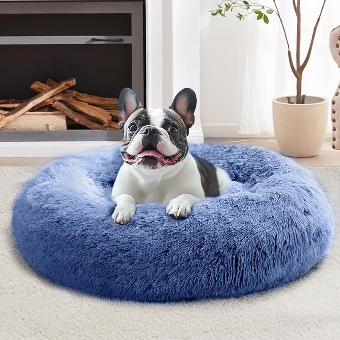 JOLLYVOGUE Calming Dog Beds Large Sized Dog, 36in Donut Washable Large Pet Bed by JOLLYVOGUE