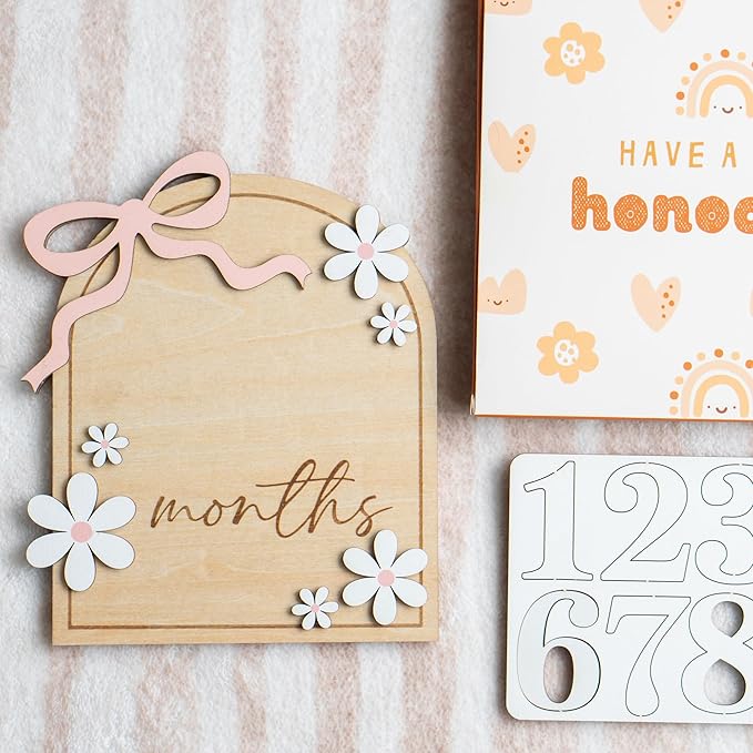 Baby Monthly Milestone Sign,1-12 Monthly Baby Milestone, Month Milestone Baby Girl, Baby Months Milestone, Newborn Photography Props Double-Sided (B14)
