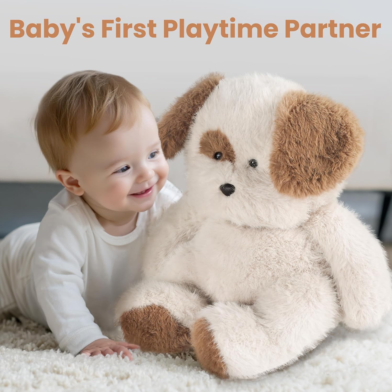 iPlay, iLearn Dog Stuffed Animal, Soft Plush Baby Toy, Infant 18" Big Cute Fluffy Puppy Toy, Ultra Soft Nursery Bedtime Huggable Birthday Gifts for Toddlers Girls Boys Kids Age 0 and up