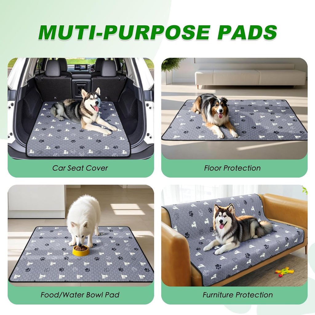 Washable Pee Pads, Puppy Pee Pad for Dogs, 2 Pack Absorbent Reusable Training Dog Pads Pet Puppy Pads, Non-Slip Potty Pads for Whelping, Playpen, Crate, Bed, Grey 34"x63"