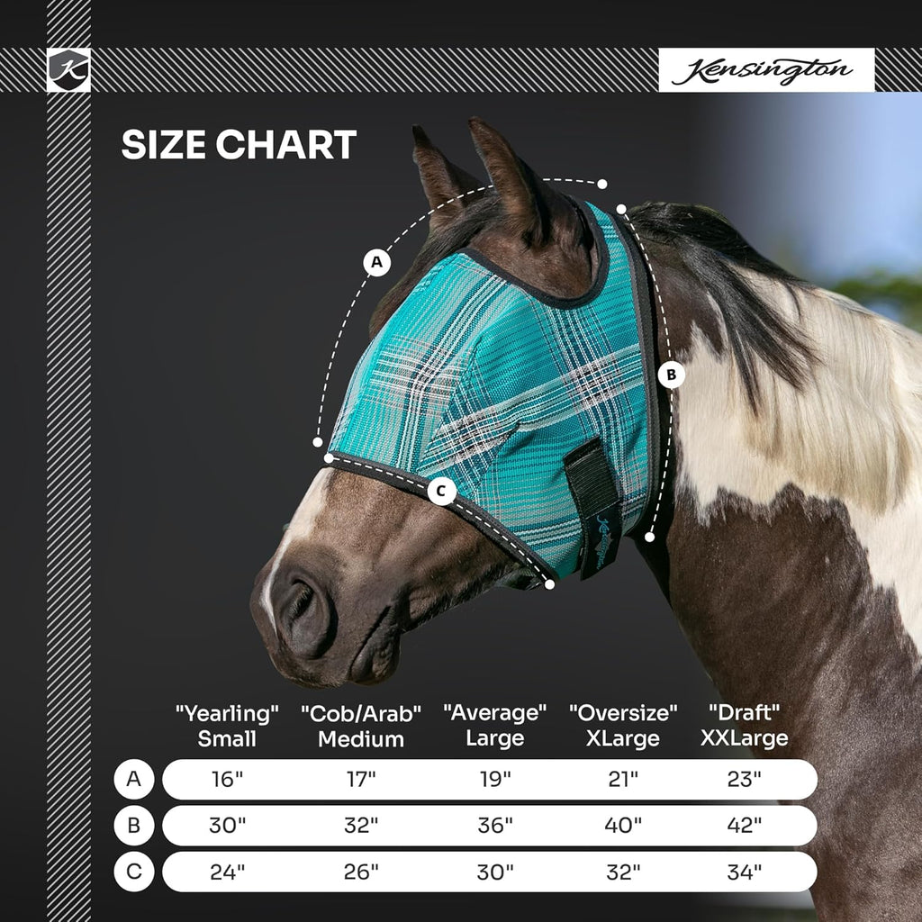 Kensington Fly Mask Web Trim Protects Horses Face and Eyes from Bites and Sun Rays While Allowing Full Visibility Ears and Forelock Able to Come Through The Mask, Small, Imperial Jade