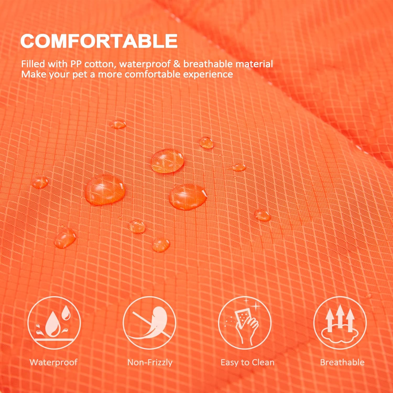 BDEUS 51x35In Extra Large Size Outdoor Dog Bed, Waterproof & Portable Camping Travel Pet Mat, Easy to Clean, Washable Odor Resistant Pet Cooling Pad (Orange)