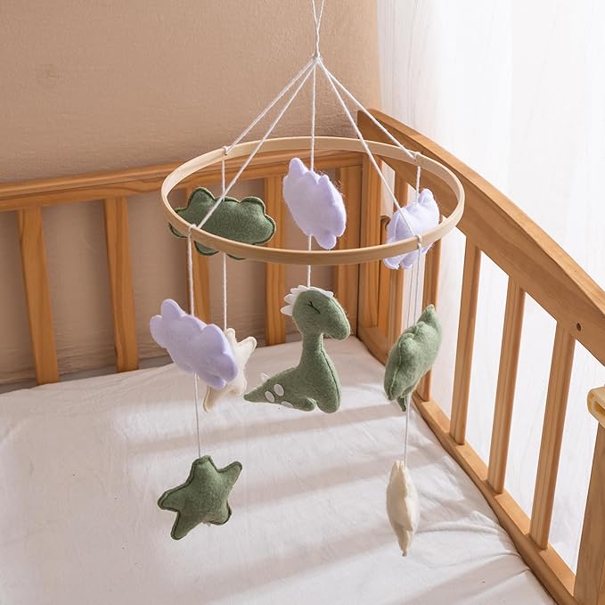 GOODMOM Dinosaur Baby Crib Mobile | Dinosaur Nursery Mobile Theme | Newborn Baby Stuff | Baby Shower Gift for Boys & Girls | Easy Assembly & Durable (Green)