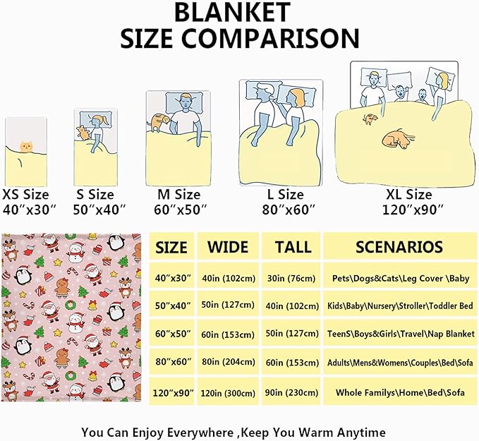 Christmas Blanket for Boys Girls - Christmas Decor for Couch/Bed/Living Room - Ultra Soft Blanket Home Decor for All Seasons,90"x120"-Familys/King Size