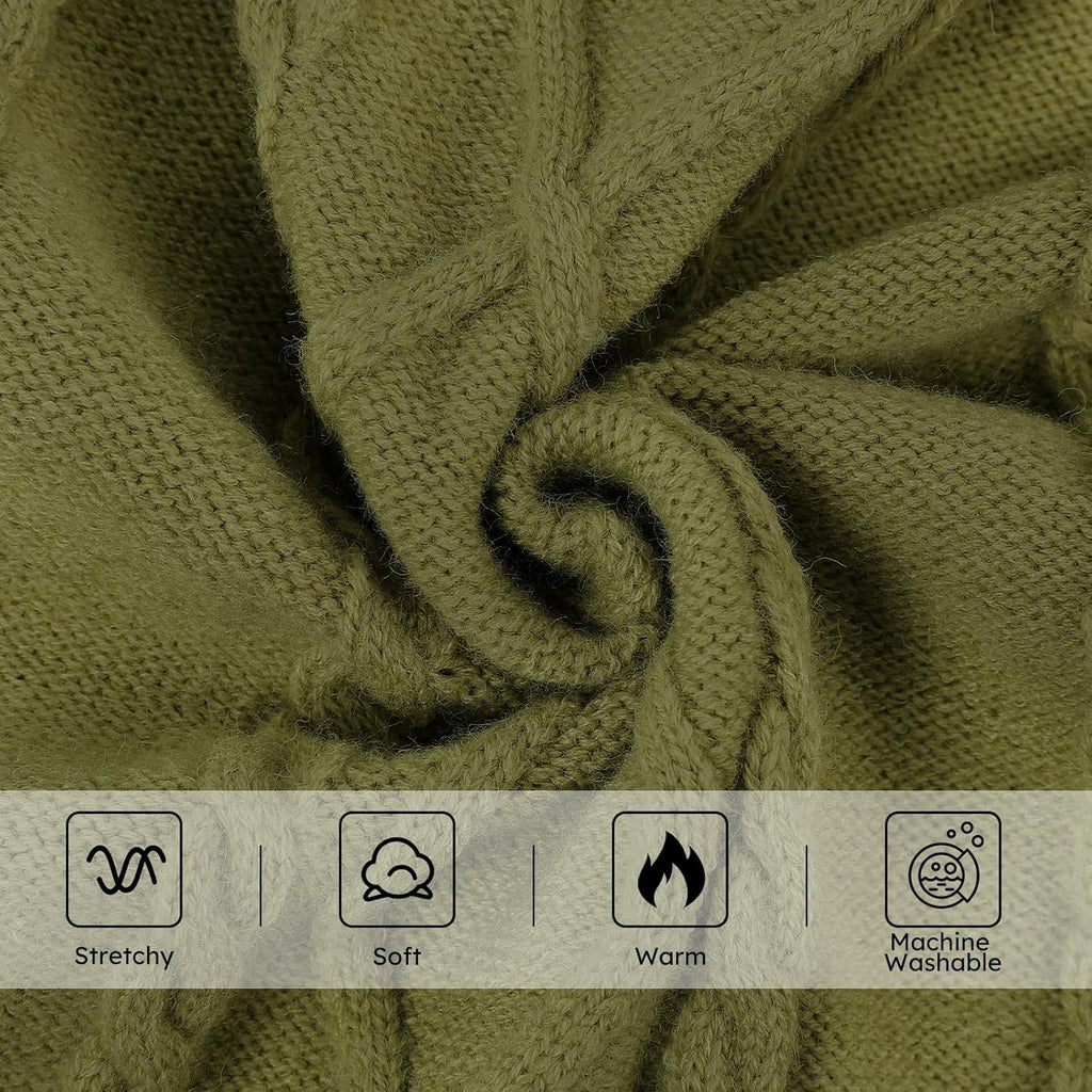 Queenmore Small Dog Pullover Sweater, Cold Weather Cable Knitwear, Classic Turtleneck Thick Warm Clothes for Chihuahua, Bulldog, Dachshund, Pugl,OliveGreen,S