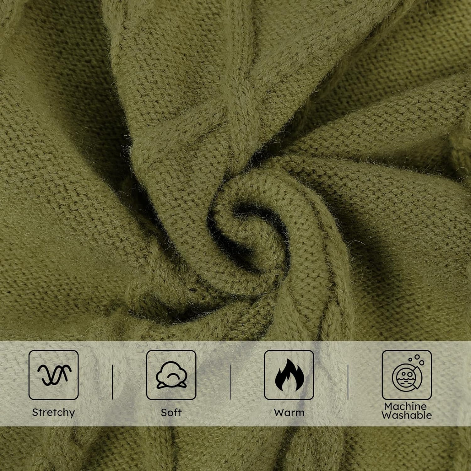 Queenmore Small Dog Pullover Sweater, Cold Weather Cable Knitwear, Classic Turtleneck Thick Warm Clothes for Chihuahua, Bulldog, Dachshund, Pugl,OliveGreen,XXL