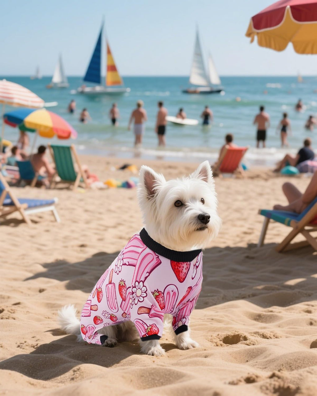 PET SHOW 4 Pack Small Dog Pajamas Girl Doggies Soft Stretchy PJs Paw Floral Puppy Cats Doughnut Ice Cream Onesies Outfits with Sleeve Pets Breathable Summer Clothes Costume S