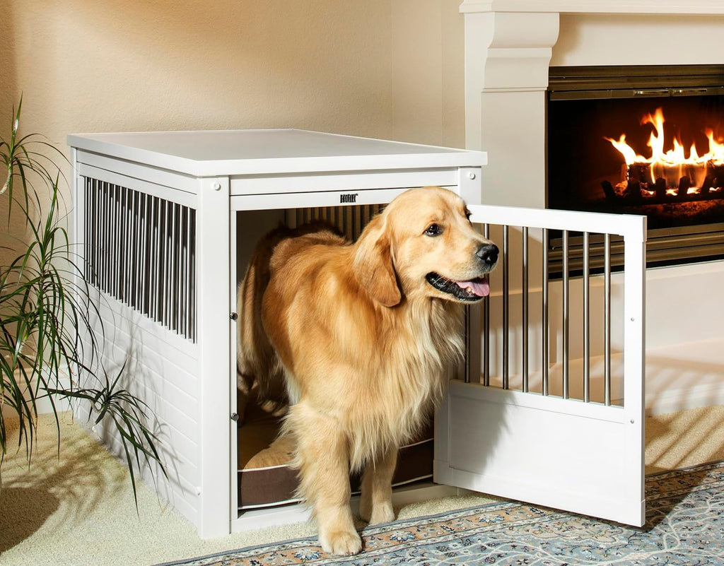 New Age Pet EHHC404XL ecoFLEX Pet Crate/End Table, Antique White, X-Large