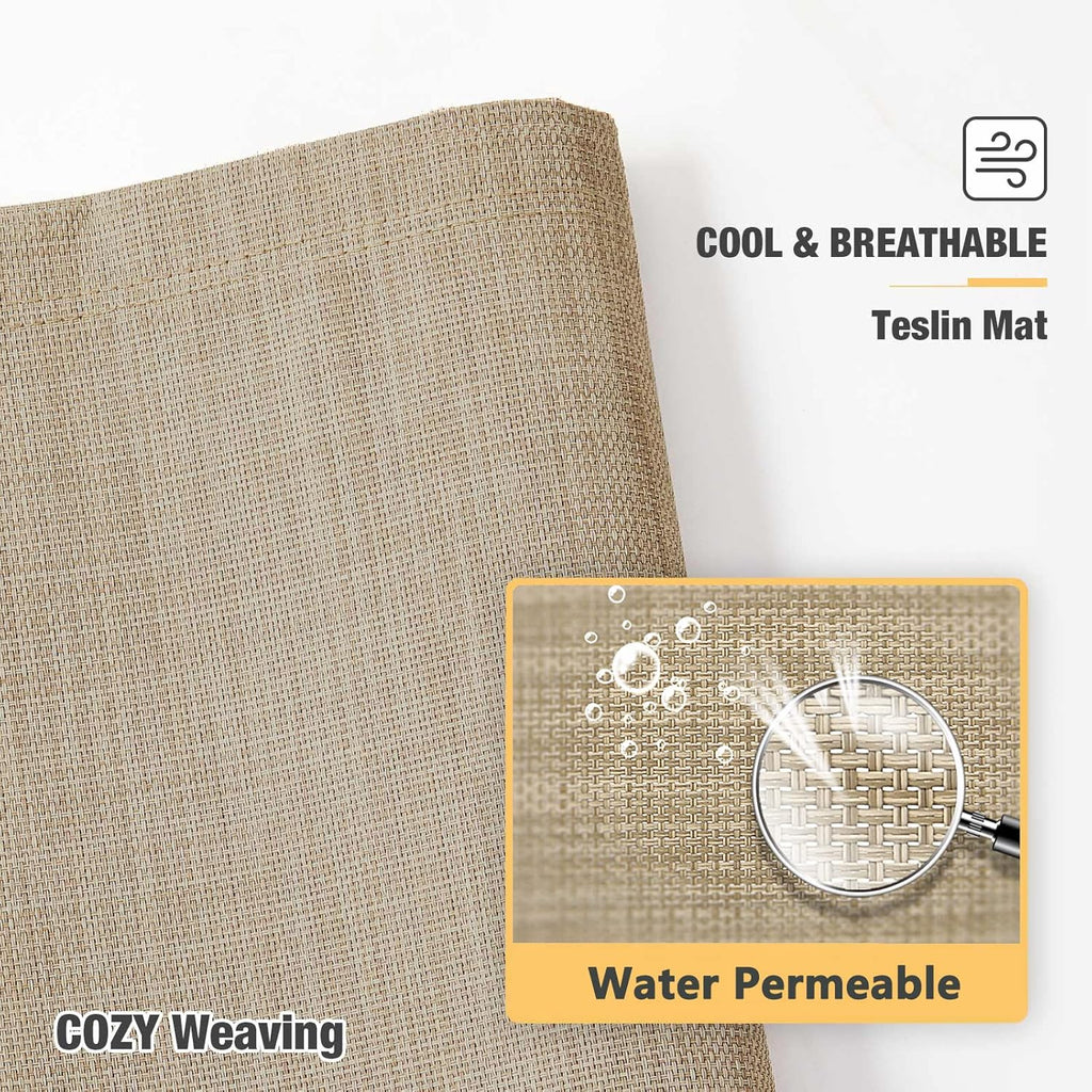 Veehoo Chew Proof Elevated Dog Bed - Cooling Raised Pet Cot - Silver Aluminum Frame and Durable Textilene Mesh Fabric, Unique Designed No-Slip Feet for Indoor or Outdoor Use, Beige Coffee, Large