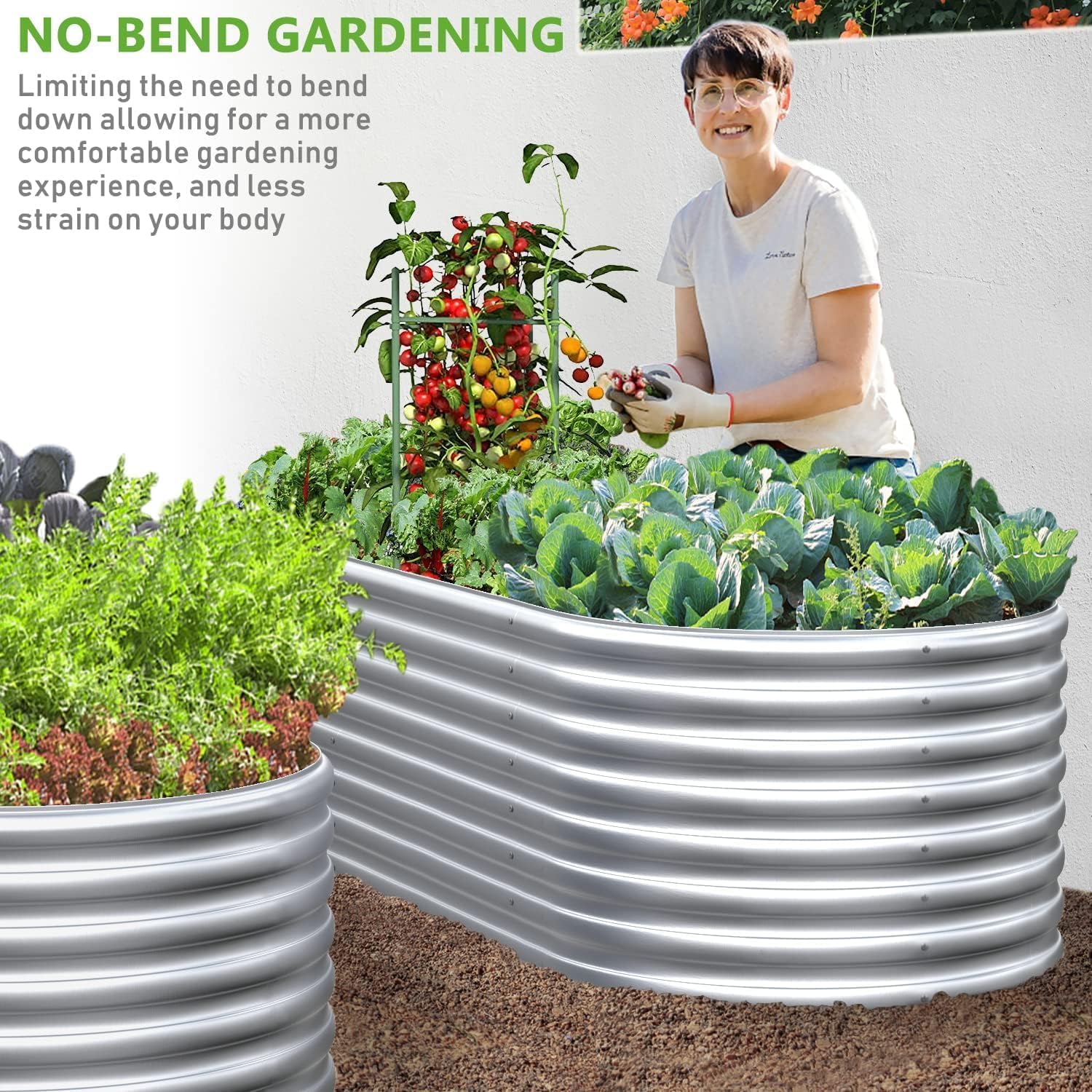 BTDVR 2 PCS 9 in 1 Tall 8×2×1.5ft Galvanized Raised Garden Bed Outdoor, Metal Raised Beds for Vegetables, Above Ground Garden Box for Flower, Steel Garden Bed for Gardening