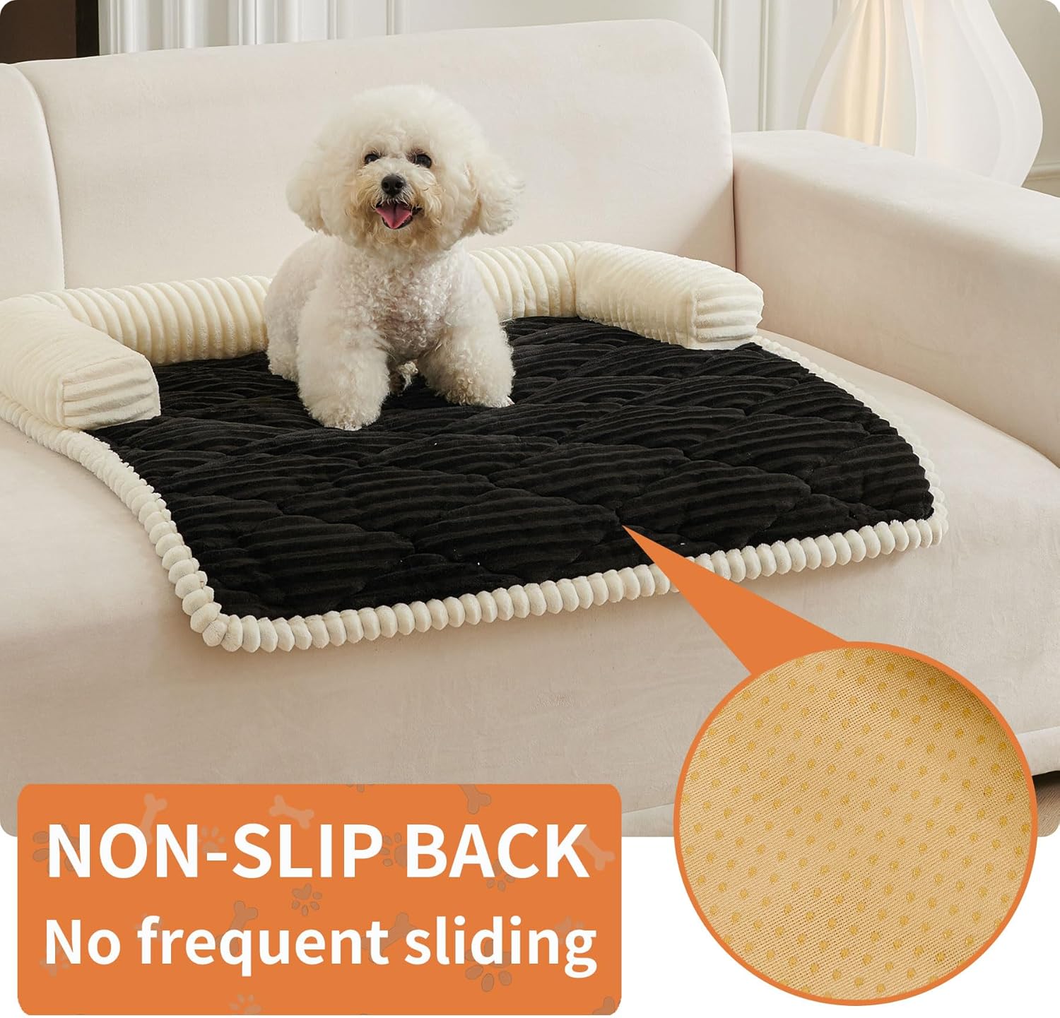 HAOMAIJIA Dog Couch Bed for Medium Dogs, Non Slip Pet Couch Covers for Sofa Thick Soft Washable Dog Couch Cover Protector All Seasons Universal Dogs and Cats Bed Mat (Black, Medium)