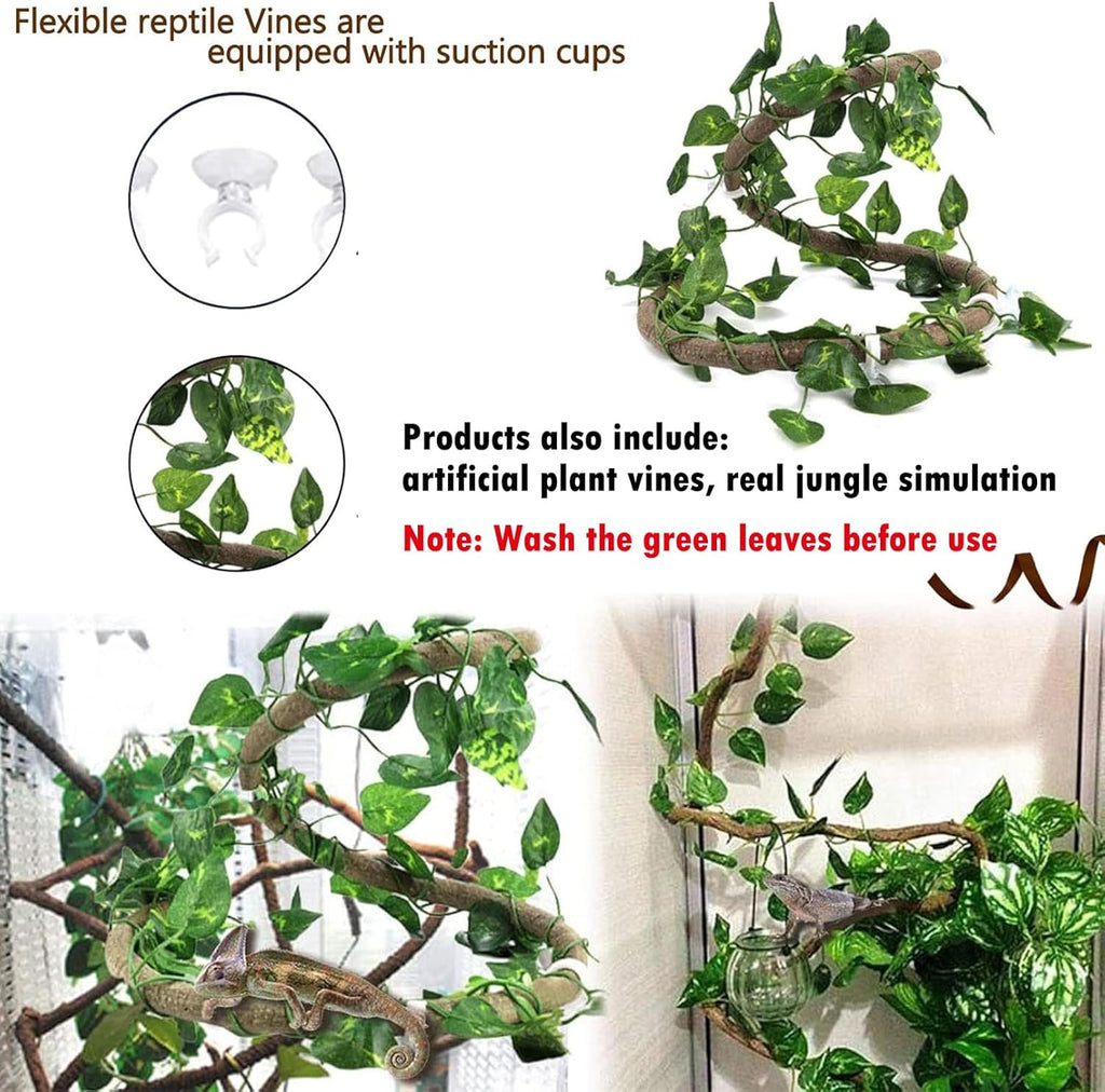 Hamiledyi Reptile Driftwood Decoration Natural Coral Driftwood Branches for Aquarium Reptiles Trunk Log Ornament Bendable Jungle Climbing Vines Decor for Bearded Dragon Lizad Amphibian Fish Tank