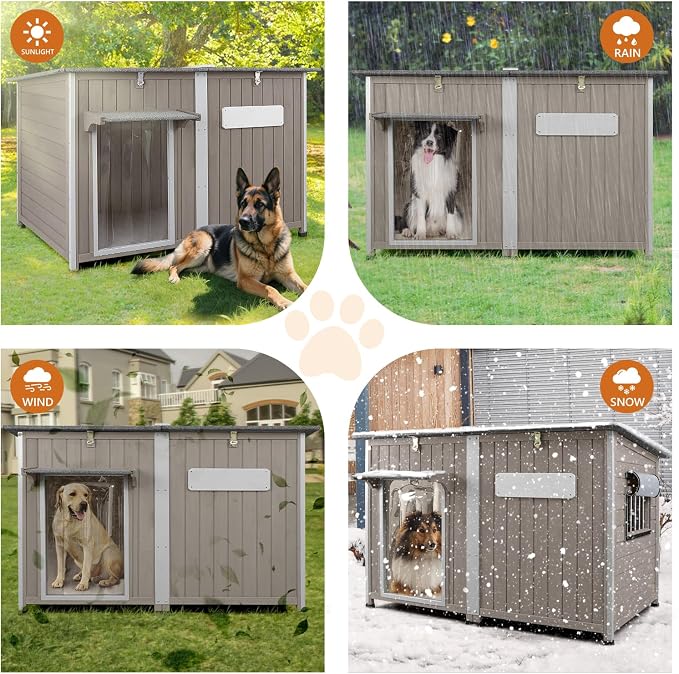 Ketive 55"L Dog House Outdoor Large Breed Extra XL Wooden Dog House - Image 7