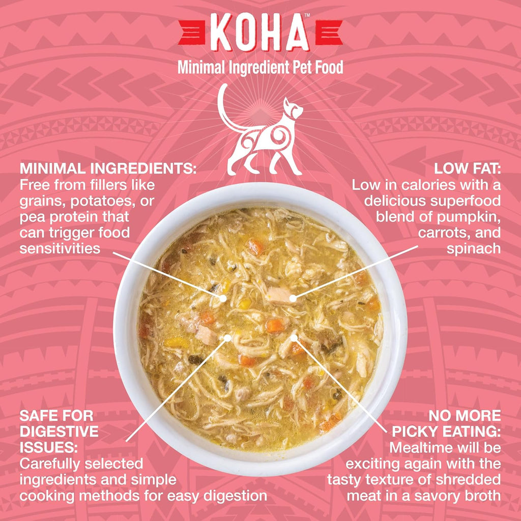 KOHA Pure Shreds Chicken and Salmon Entrée for Cats, High Protein Wet Cat Food, 2.8oz Cans (Pack of 24)