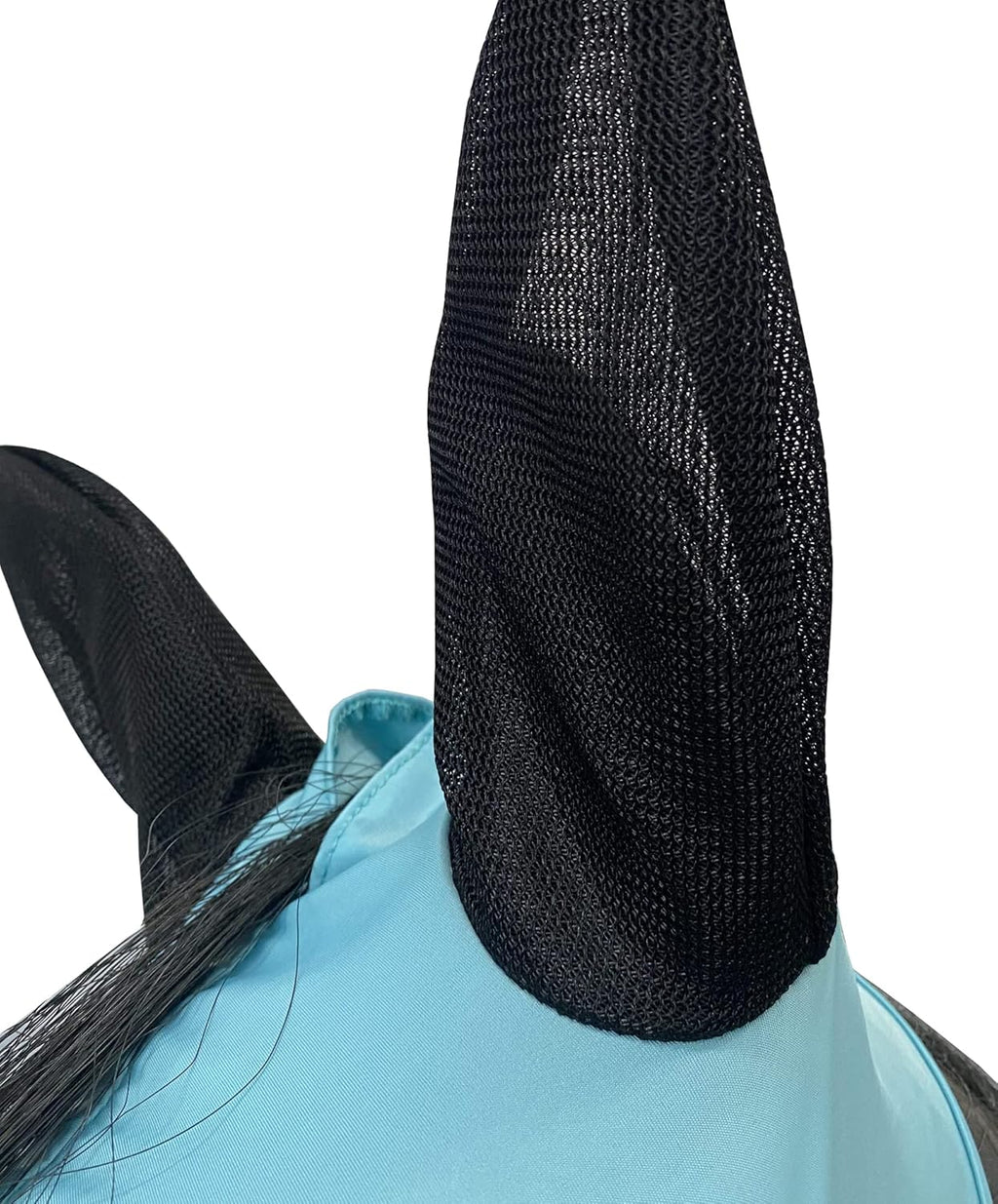 Horse Mesh Fly Mask with Ears, Soft Lycra Mesh Mask Anti-UV with Ears Pacific Blue, Full