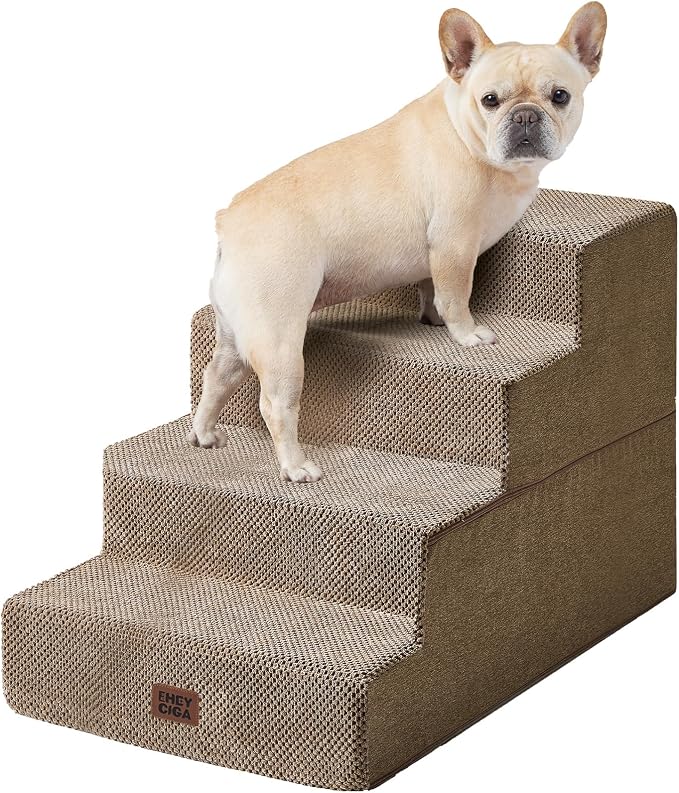 EHEYCIGA Dog Stairs for Bed 20" H, 4-Step Extra Wide Dog Steps for High Bed by EHEYCIGA