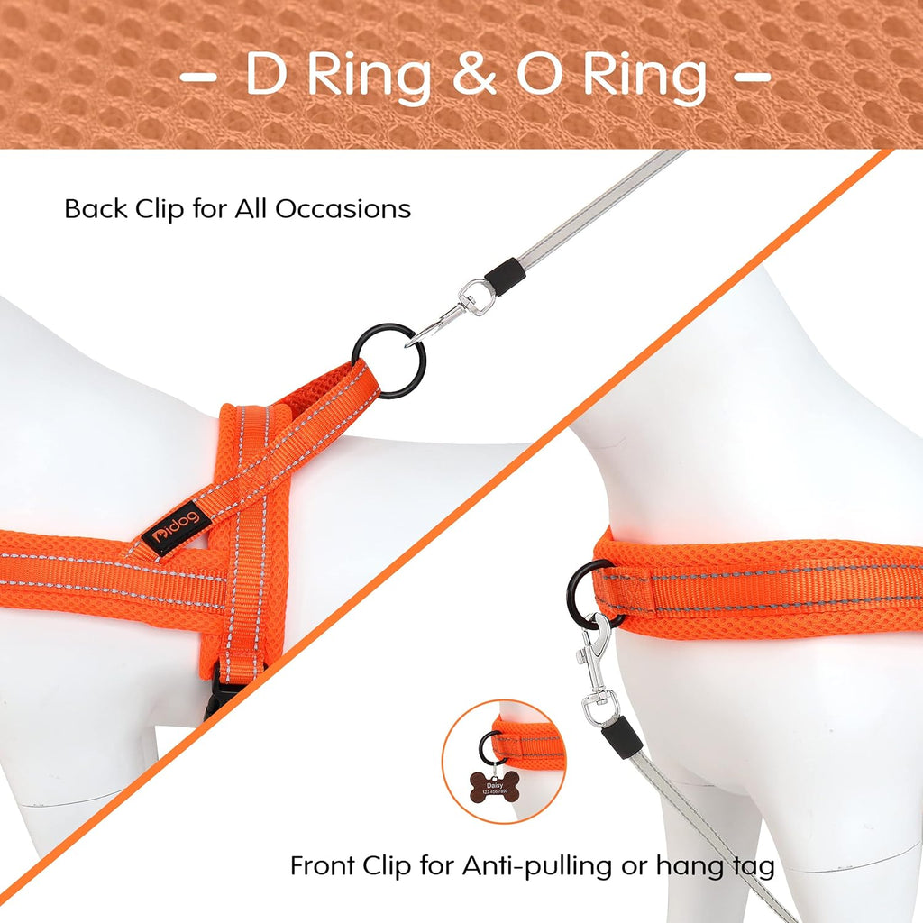 Didog No Pull Dog Harness with Soft Mesh Padded,Reflective & Quick Fit Light Weight Dog Strap Vest Harness,Easy for Walking Training (XS:Chest 15-18", Orange)