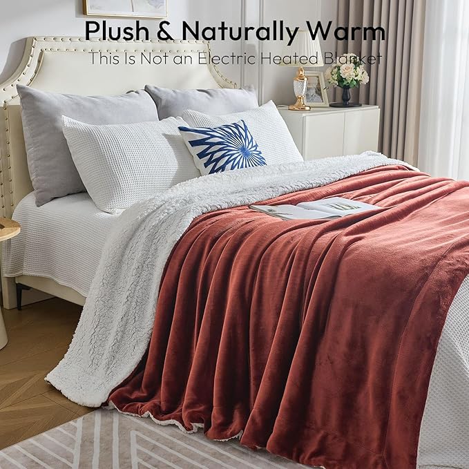 NANPIPER Warm Sherpa Blanket for Couch, Soft Fleece for Winter, Fuzzy Plush Throw Gift for Women, Chocolate Brown 50x60 Inches