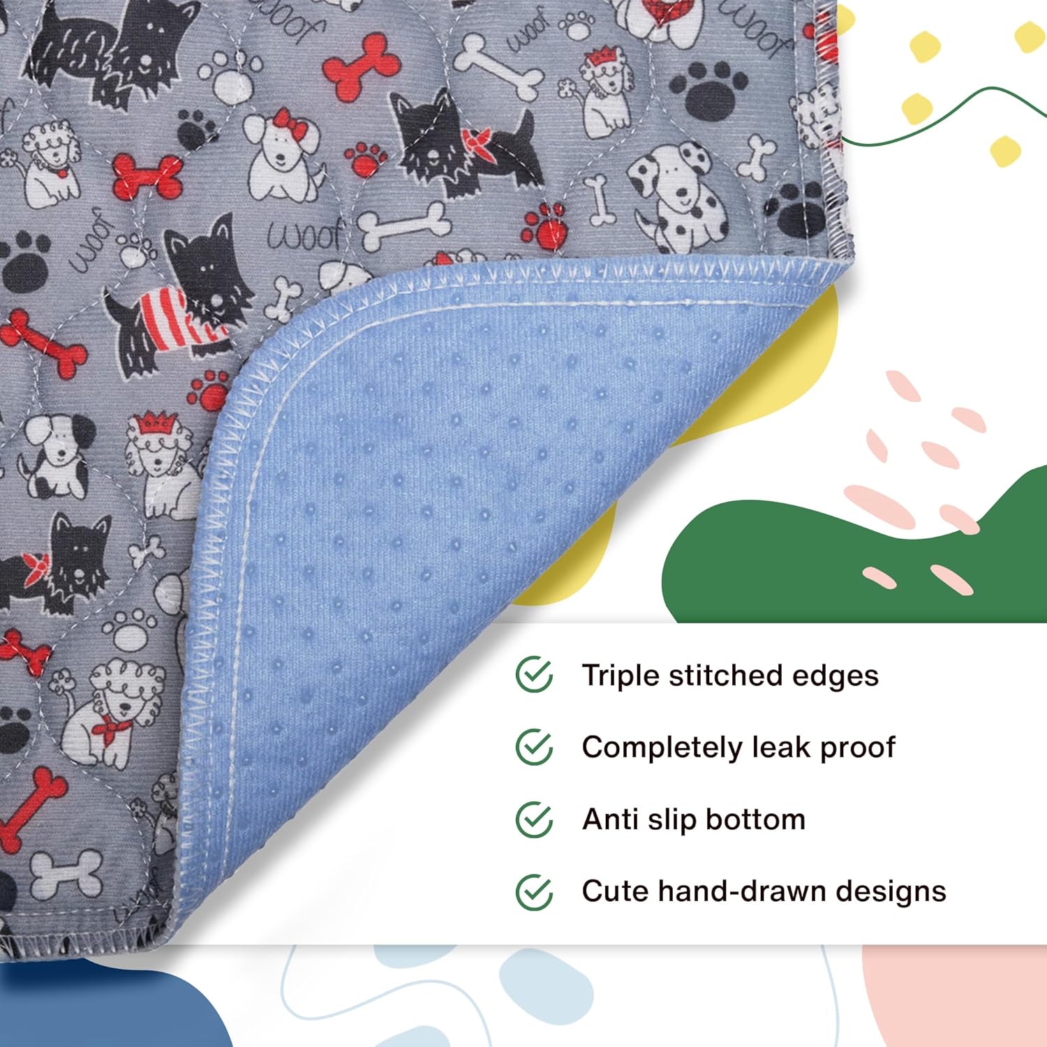 Caldwell's Pet Supply Co. 20x30 Washable Pee Pads for Dogs, Reusable Pee Pad for Dogs, Puppy Potty Mat, Whelping Rug, Reusable Puppy Mat, Waterproof Rug for Dog of All Breeds, Small (Set of 2)