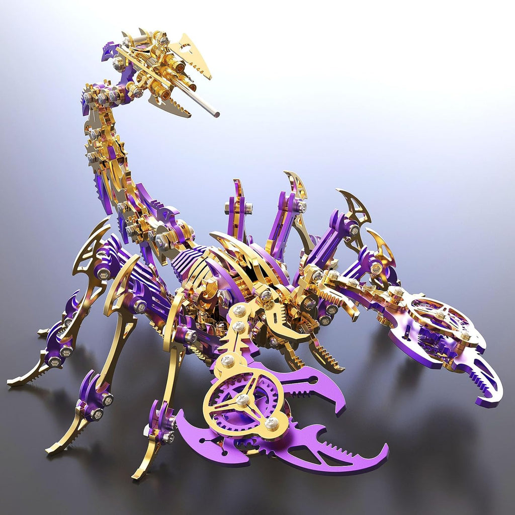 Scorpion 3D Metal Puzzles Kits for Adults Teens – 454 Pcs – Mechanical Assembly Models – 4 Hours to Build – Ideal for Gifts and Decorations (Gold Purple)