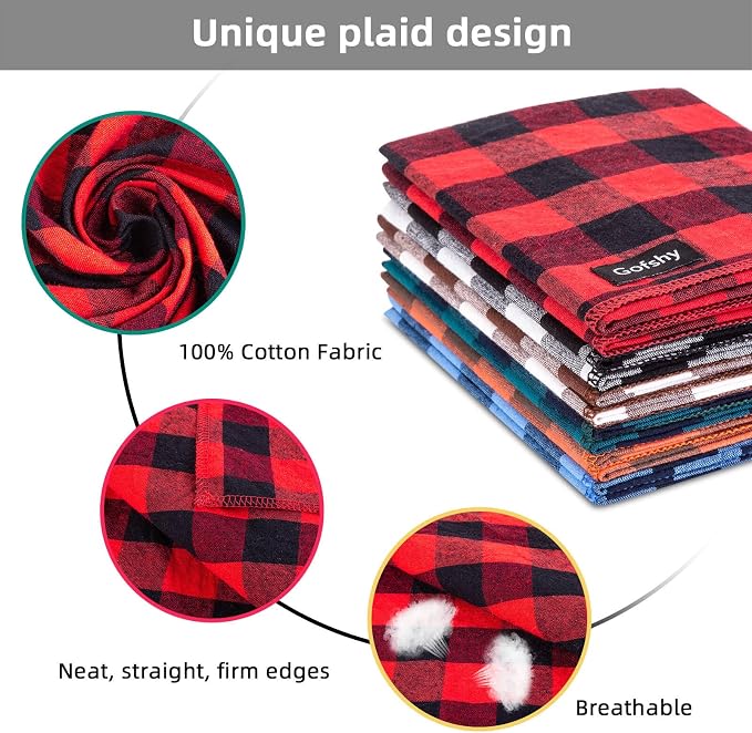 Christmas Dog Bandana XLarge-Red Black Dog Scarf Buffalo Plaid Printing - Image 4