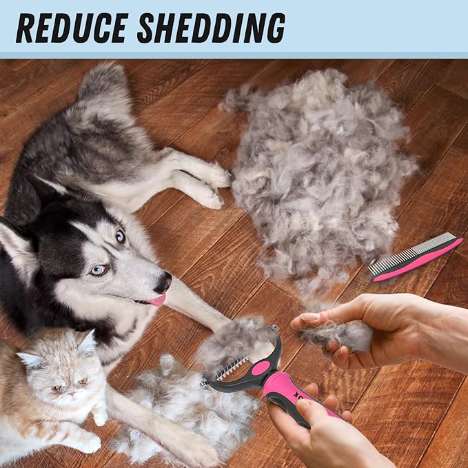 Docrok Pet Grooming Brush & Comb Combo, Cat & Dog Brush - Image 5