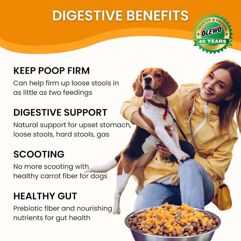 Olewo Original Carrots for Dogs – Fiber for Perfect Poop, Dehydrated Dog Food Toppers for Picky Eaters, Natural Skin & Coat Support, Multivitamin, Probiotics for Digestive & Gut Health, 1 lb