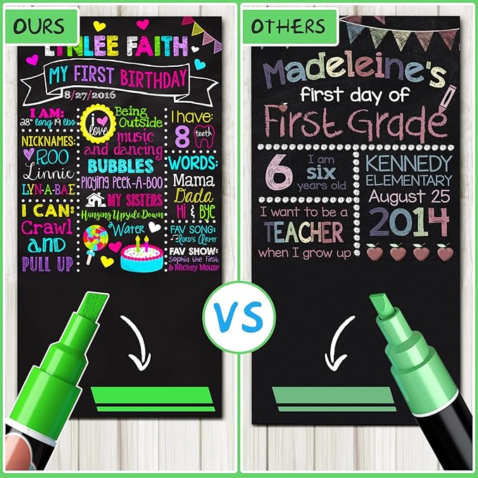 Liquid Chalk Markers Pens - 8 Colors Washable & Wet Erase Neon Chalk Makers for Blackboard, Chalkboard Signs, Glass Window, Graduation Celebration School Kids Art - Erasable Window Markers for Cars