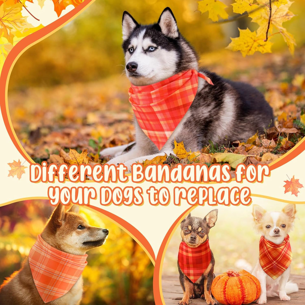 Abbylike 100 Pcs Fall Plaid Dog Bandanas Bulk Thanksgiving Bandanas for Dogs Triangle Kerchief Bib Scarf for Pets Autumn Costume Photo Props Accessories Pet Shops Grooming Services, 25 Styles