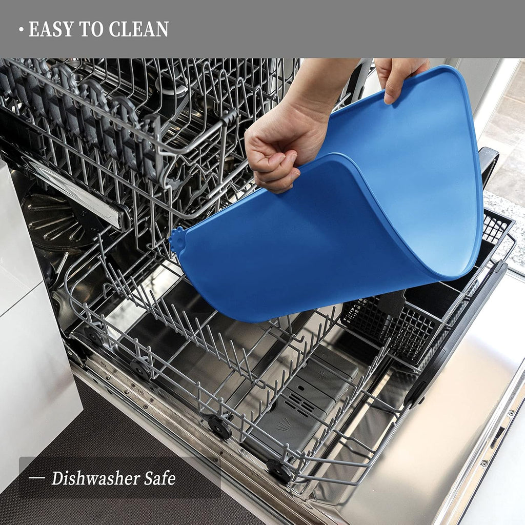 Waterproof Pet Feeding Mat with High Raised Edges, Heavier and Thicker Placemats for Cat Dog Water Bowl with BPA Free, Dogs Cats Food Mats for Messy Drinkers to Prevent Spill and Protect Floors