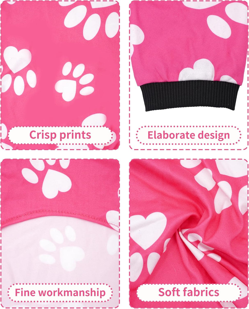 PET SHOW 4 Pack Small Dog Pajamas Girl Doggies Soft Stretchy PJs Paw Floral Jumpsuit Puppy Cats Doughnut Ice Cream Onesies Outfits with Sleeve Pets Breathable Summer Clothes Costume M