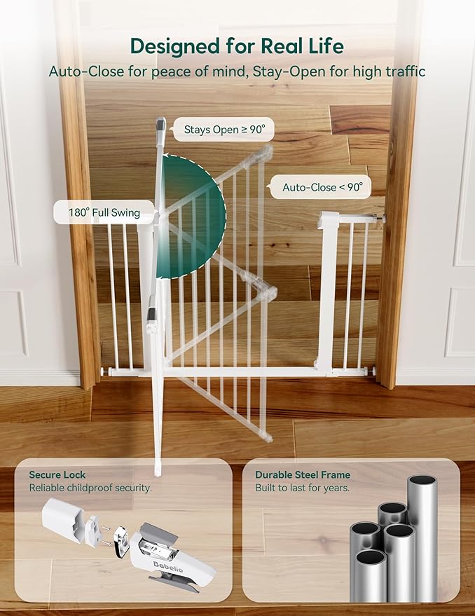 BABELIO Safety Gate Door Fits for Stairs, Narrow and Wide Doorways - Image 6