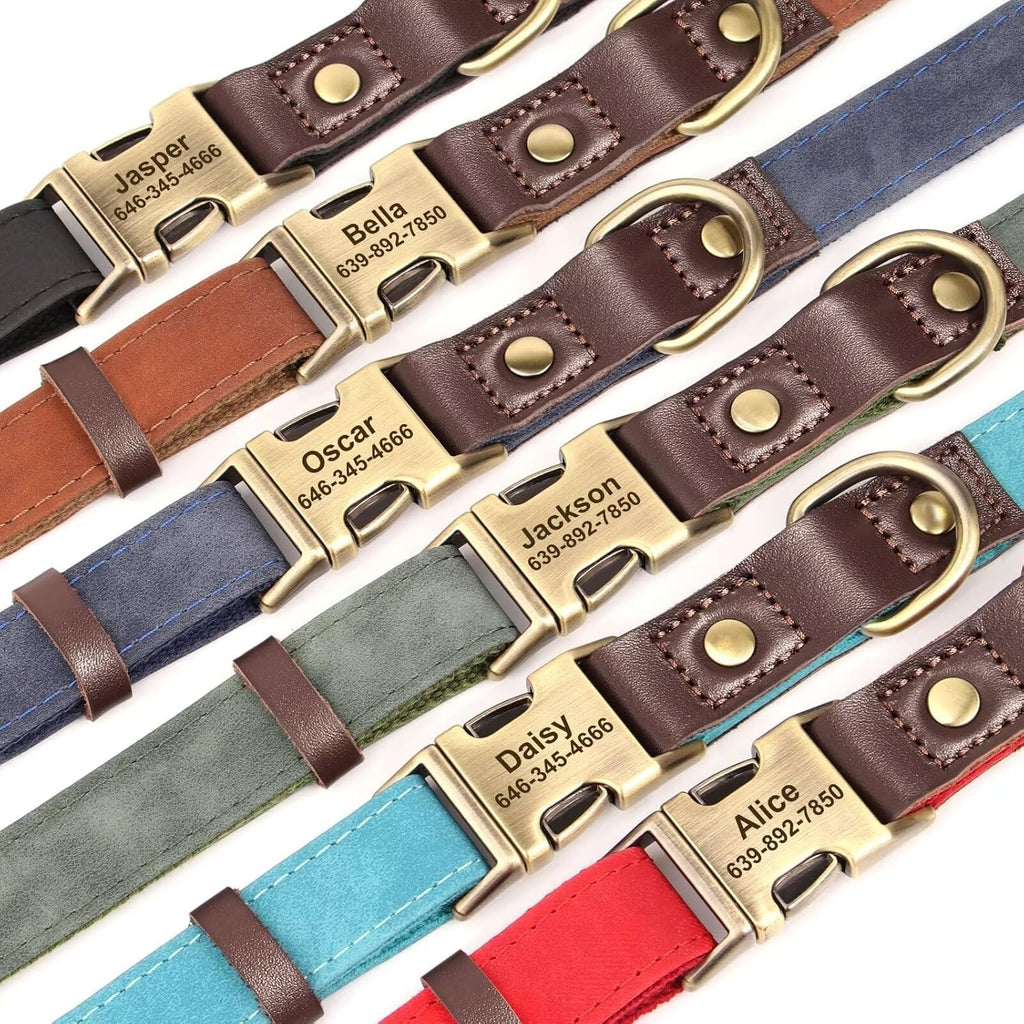 Didog Soft PU Leather Dog Collar for Large Dogs,Classic Adjustable Dog Collars with Quick Release Metal Buckle,Easy Clean and Comfortable with Nylon Lining,Denim Blue,L Neck 15-23"