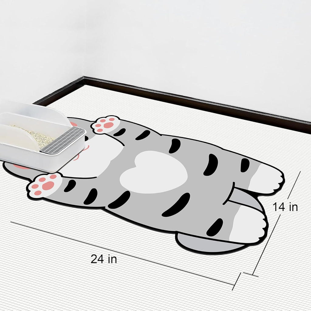 Cat Food Mats for Indoor 24"x14" Cat Feeding Bowl Mat Absorbent Quick Dry Mat Pet Feeding Mat (Grey)