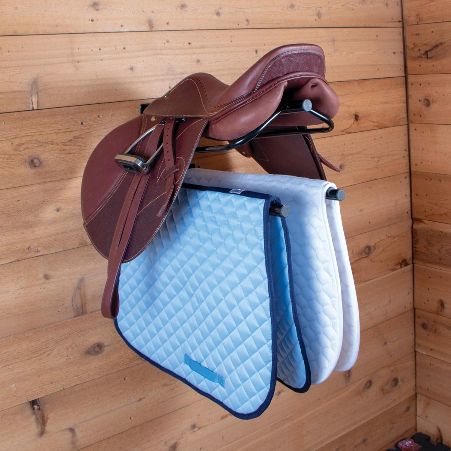 Saddle Rack with Pad Bar for Horse Enthusiast | Heavy-Duty Saddle Rack Wall Mount | Western & English Saddle Rack | Keeps Tack Organized
