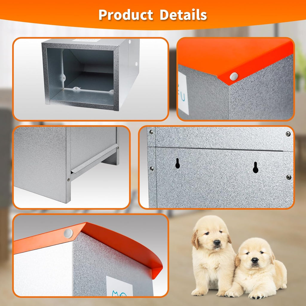 Dog Feeder - Galvanized Metal Pet Food Station for Indoor & Outdoor Use - Automatic Gravity-Fed Dispenser Suitable for Small, Medium, and Large Dog Breeds - Capacity: 25 Pounds of Dry Kibble