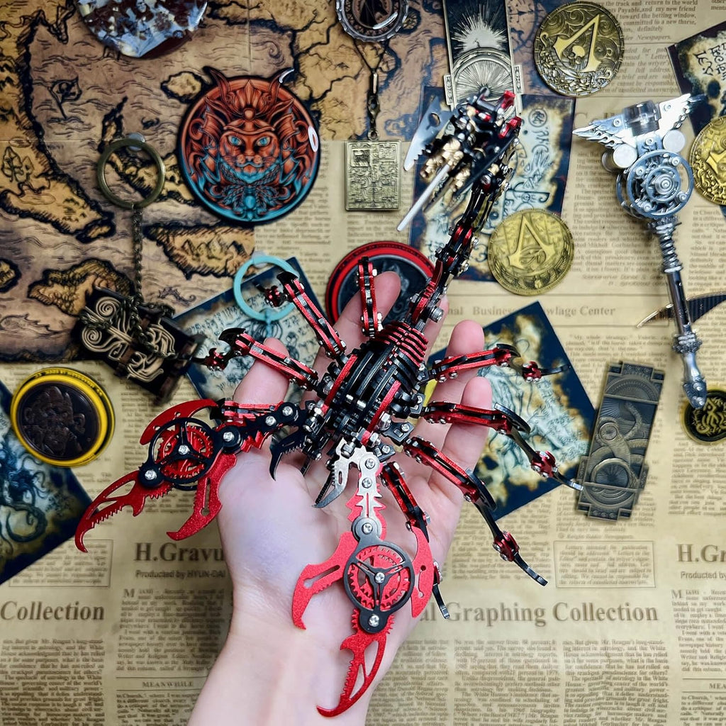 Scorpion 3D Metal Puzzles Kits for Adults Teens – 454 Pcs – Mechanical Assembly Models – 4 Hours to Build – Ideal for Gifts and Decorations (Red and Black)