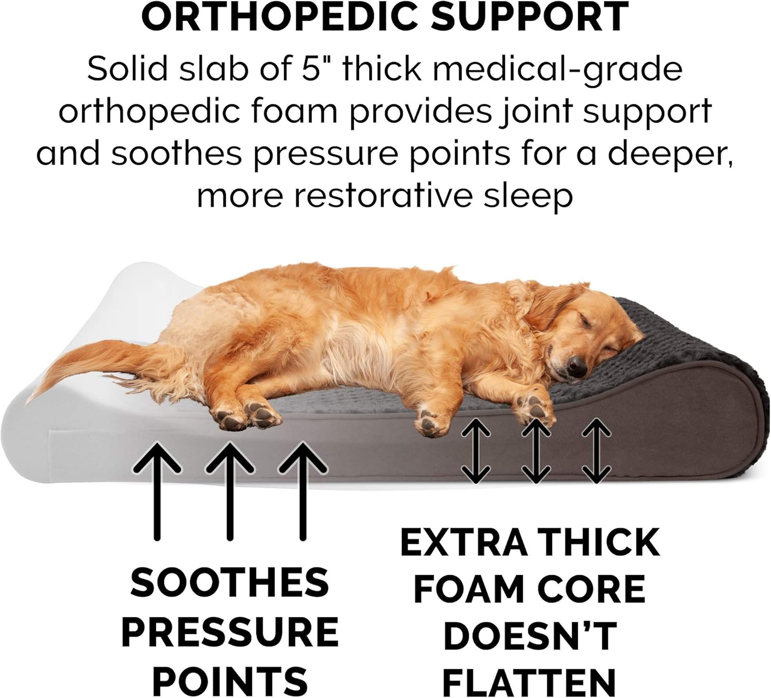 Furhaven Orthopedic Dog Bed for Large Dogs w/ Removable Washable Cover, For Dogs Up to 150 lbs - Ultra Plush Faux Fur & Suede Luxe Lounger Contour Mattress - Chocolate, Jumbo Plus/XXL