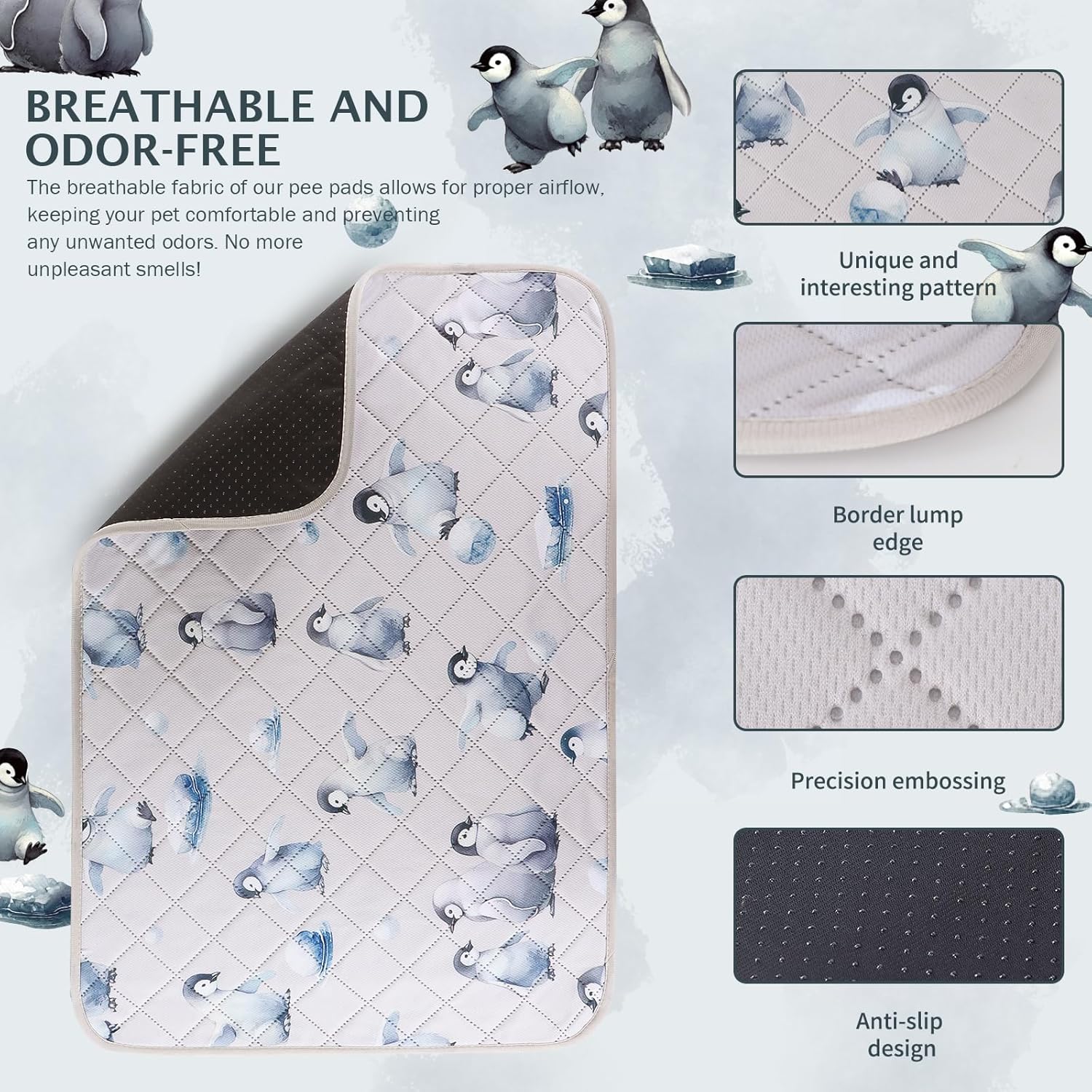 IEUUMLER Washable Pee Pads for Dogs, 1 Pack Reusable Waterproof Puppy Pads, Non-Slip Super Absorbent Dog Training Pad for Playpen Crate Bed EU012