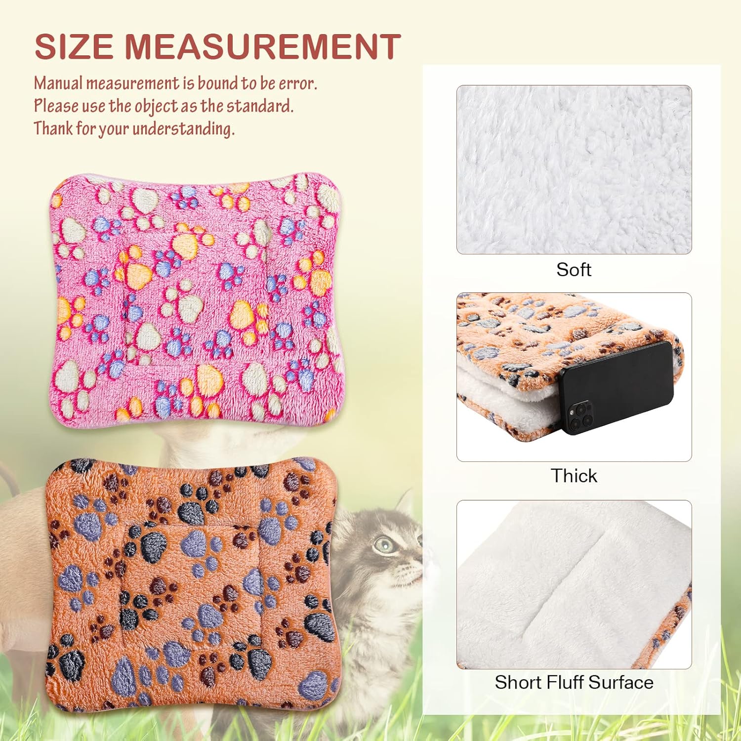 4 Pack Ultra Soft Dog Cat Bed Mat with Cute Prints Reversible Fleece Dog Crate Kennel Pad Cozy Washable Thickened Hamster Guinea Pig Pet Bed Mat for Small Animals(13 x 19 Inches,Vivid Color)